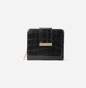 Fashion crocodile pattern PU <b>leather</b> zipper <b>coin</b> <b>purse</b>, solid color credit card holder, women's short wallet - Product Image 3