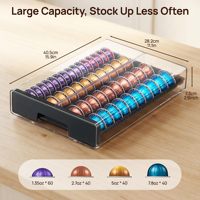 Tiroir de rangement en acrylique transparent pour 40 grandes ou 60 petites capsules, design visible, durable et antidérapant, pour inventaire.