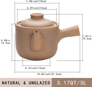 Casserole de médecine chinoise <span class=keywords><strong>en</strong></span> faïence non émaillée classique 3.17QT/3L Pot de haricots <span class=keywords><strong>en</strong></span> céramique <span class=keywords><strong>en</strong></span> <span class=keywords><strong>terre</strong></span> <span class=keywords><strong>cuite</strong></span> naturelle couvercles <span class=keywords><strong>en</strong></span> émail Pot <span class=keywords><strong>en</strong></span> argile pour - Product Image 3