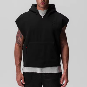 Hoodies sans manches personnalisés pour hommes, vêtements de sport, coton éponge de haute qualité, hoodies oversize - Product Image 1