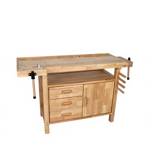 Banc de travail en bois de caoutchouc multifonctionnel avec tiroirs et armoire pour atelier domestique - Product Image 2
