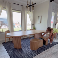 Table à manger pliable et extensible de 46 cm à 300 cm, gain de place, durable, rangement facile pour la maison et les fêtes