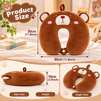 Oreiller de voyage en forme de U pour bébé, motif ours mignon, avec billes EPS, soutien cervical, oreiller en peluche pour la sieste en avion ou en voiture, personnalisable OEM