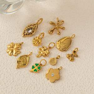 สร้อยคอพร้อมจี้รูปต้นพืชแบบสดๆทำจา<span class=keywords><strong>ก</strong></span>สเตนเลสสตีล18K เครื่องประดับชุบทอง18K แบบ DIY - Product Image 3