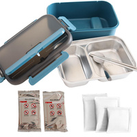 Conteneur alimentaire en acier inoxydable auto-chauffant personnalisé avec pack chauffant
