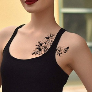 WB 7 Fogli/Confezione Tatuaggi Temporanei Semi-Permanenti per Donne, <span class=keywords><strong>Farfalle</strong></span> <span class=keywords><strong>e</strong></span> <span class=keywords><strong>Fiori</strong></span>, Sexy <span class=keywords><strong>e</strong></span> Realistici, Impermeabili, Adesivi Stencil - Product Image 2