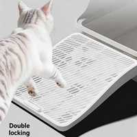 Plateforme de nettoyage des pattes pour chat à double couche, réglable, à bords hauts, pour attraper et contenir la litière - Vente chaude