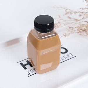 280ml trong suốt rỗng nhỏ hình vuông + Màu đen/màu xanh Bìa trà sữa/Cà Phê mềm uống nước cam chai nhựa - Product Image 3