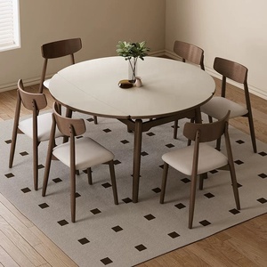 Zayshine <span class=keywords><strong>Table</strong></span> Moderne Nordique <span class=keywords><strong>de</strong></span> Luxe avec <span class=keywords><strong>Pieds</strong></span> en Bois Massif, <span class=keywords><strong>Table</strong></span> Pliante Rétractable, Pierre Synthétique Marbrée, Mobilier <span class=keywords><strong>de</strong></span> Restaurant - Product Image 3
