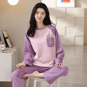 Pigiama da Donna Primaverile e Autunnale Stile Coreano, Nuovo Modello <span class=keywords><strong>Taglie</strong></span> <span class=keywords><strong>Grandi</strong></span>, Abbigliamento da Casa con Simpatici Cartoni Animati, Set Pigiama Autunnale - Product Image 4