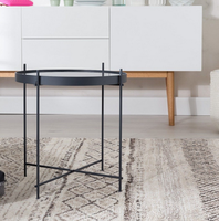 Table basse ronde en métal avec miroir, style européen, moderne, noir, avec design KD mesa de café