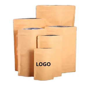 Custom foldable kraft paper bag biodegradable pouch manufacturer in stock