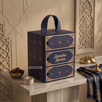 Boîte cadeau pliable personnalisée biodégradable pour le Ramadan, emballage de luxe de style Dubaï, boîte à bonbons avec logo en relief