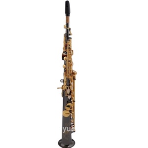 Saxofón <span class=keywords><strong>Soprano</strong></span> en Tono BB de Níquel Negro con Acabado en Laca Dorada, Cuerpo de Latón, Instrumento de Viento - Product Image 1