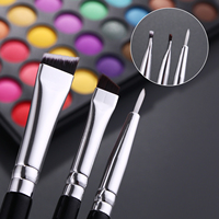 IPRESTA – Ensemble de 12 pinceaux à sourcils et yeux professionnels en bois, poils naturels noirs et argentés, ultra-fins et pointus, pour maquillage et rasage