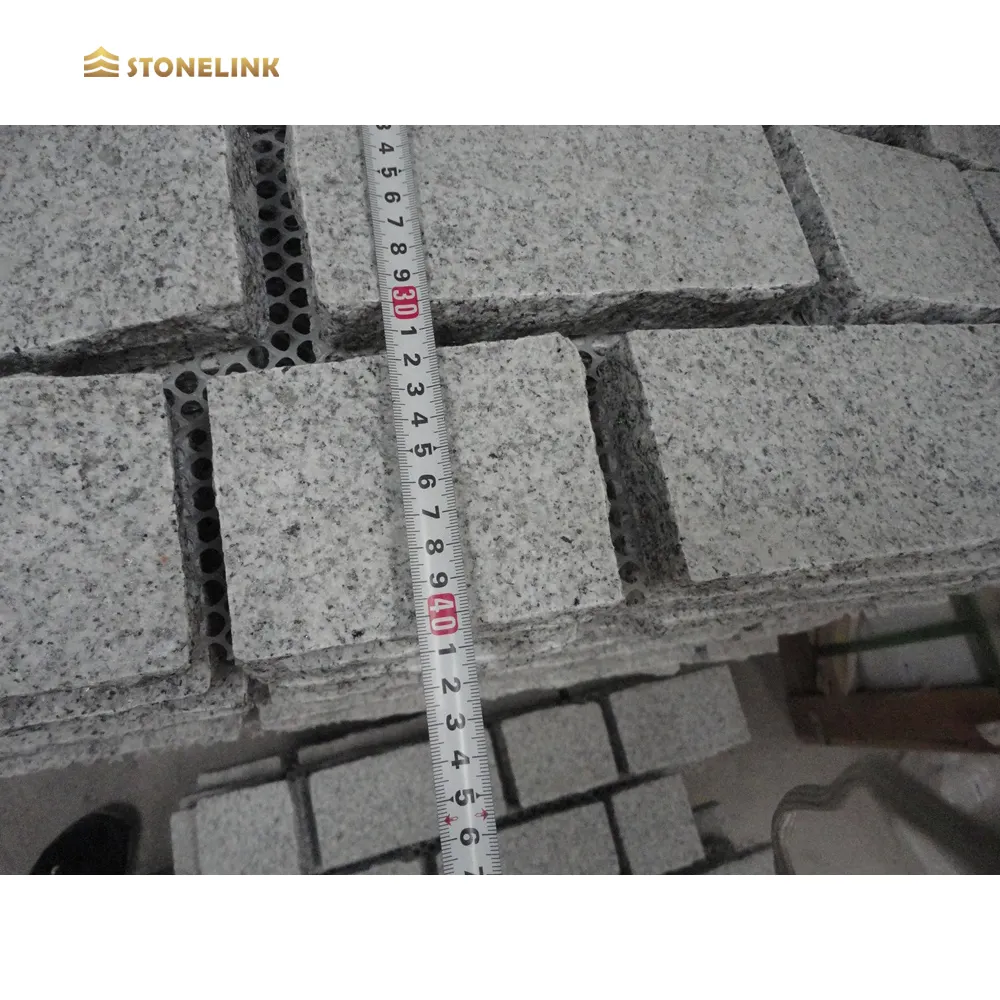 Stonelink Chinese Outdoor Floor Mesh Net Backside Cut To Size Flamed Natural Finish 2cm/3cm Thick Cobble Granite Paving Stone