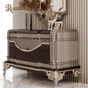 Juego de Muebles de Dormitorio de Lujo Estilo Turco de Alta Gama, Cama King Size de Madera Sólida con Cabecera Tapizada y Detalles en Dorado, Muebles para Hotel o Villa - Product Image 6