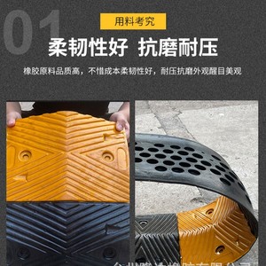 Rubber <b>Speed</b> Bump 1000*350*50/70mm Yellow Black Highway Traffic <b>Control</b> Strip - Product Image 3