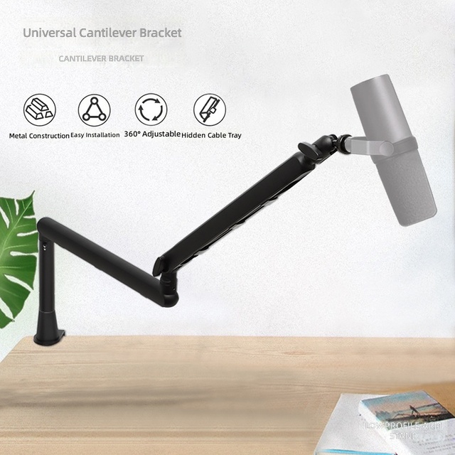 Microphone Stand Arm Bracket Metal Holder Desk Mount 360 Degree Adjustable for Podcast Recording Studio