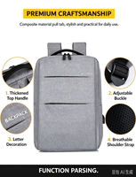 Sac à dos pour ordinateur portable imperméable en Oxford avec compartiment pour ordinateur et port USB, unisexe, pour l'école, les affaires et les voyages