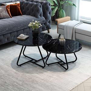 Mesa de Centro Moderna, Resistente y Portátil, Juego de 2 Mesas de Centro con Patas Curvas para Sala de Estar - Product Image 5