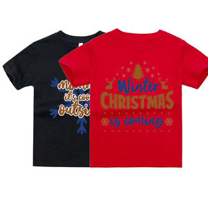T-shirt personnalisé <span class=keywords><strong>pour</strong></span> enfants 100% coton peigné garçon enfants bambins filles top t-shirts à manches courtes t-shirt de Noël - Product Image 4