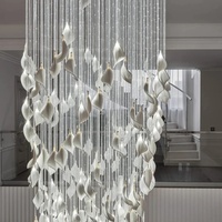 Lustre moderne suspendu pour plafond, halls d'entrée, escaliers, grand luminaire suspendu en céramique en forme de feuille, éclairage LED