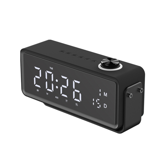 Wireless Speaker with Dual Alarm Clock Night Light and Temperature Display USB TF Playback for Outdoor Activities