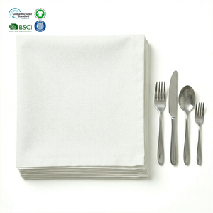 Premium Event 20x20 Inch Poly Cotton Blend Cloth Napkins Hemmed Edge White Eco-Friendly Reusable for Luxury Wedding Setup - Product Image 1