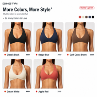 Weites Pilates-Set für Damen: Halter-Crop-Top mit Polsterung und ausgestellte Hose mit hoher Taille, Bauchkontrolle, Po-Lifting, aus gebürstetem, atmungsaktivem Spandex