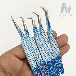 Pince à épiler d'extension de cils droite/incurvée en acier inoxydable enduit de poudre - Product Image 4