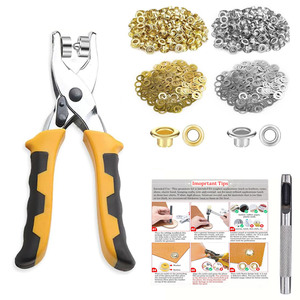 Kit d'outils pour œillets, 2 couleurs assorties, 1/4'' (6 mm d'intérieur), avec rondelles, outil manuel portable pour cuir, artisanat, ceintures, chaussures, sacs - Product Image 1