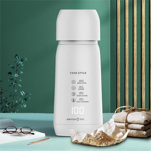 業務用ポータブルミニ電気ケトル ステンレス製温度調節機能付き魔法瓶カップ 300W加熱式 旅行用 - Product Image 4