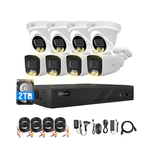 KIT kamera DVR 5MP 8CH, Kit kamera Analog 4-IN-1 warna-warni koaksial bawaan, sistem keamanan CCTV kamera Turret mikrofon