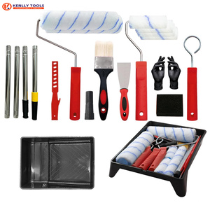 Kit de rouleaux <span class=keywords><strong>à</strong></span> <span class=keywords><strong>peinture</strong></span> 19 pièces 9" et 4" avec perche télescopique, bacs, housses en microfibre, brosses pour murs, plafonds, portes - Product Image 1