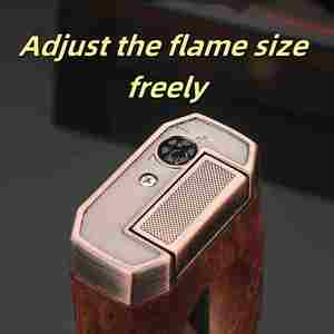 Allume-cigare tout-en-un avec coupe-cigare intégré coupe en V, double flamme coupe-vent jet flamme <span class=keywords><strong>butane</strong></span> - Product Image 5