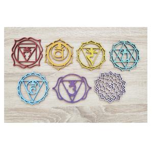 Wood Coasters Seven Chakra Healing Wooden Color coaster Set Spiritual Coasters Energy Spiritual Wooden Gift Wholesaler - Product Image 1