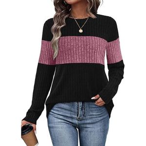 Women's New Arrival Color-Blocked <b>Patchwork</b> Sleeve Cuffed Crew Neck Long-Sleeve <b>Top</b> T-Shirt Fashion - Product Image 1