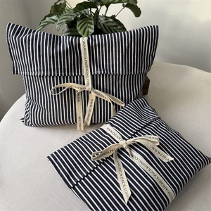 BSCI High Quality Recycle <b>Envelope</b> Dust Bag Striped Cotton Canvas <b>Gift</b> Packaging Cloth Pouch Luxury Jewelry Cosmetic Flap Pouch - Product Image 1