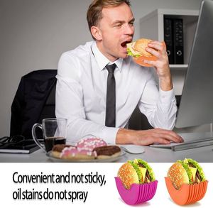 Adjustable <b>Silicone</b> Retractable Burger Rack Reusable Plastic Hamburger Holders with Fixed Box Washable Retractable Burger Clip - Product Image 3