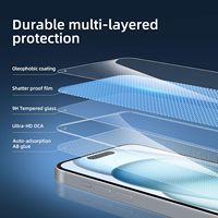 Bord de colle épais avancé 9H dureté empreinte digitale déverrouiller étui en verre trempé protecteur d'écran convivial pour iPhone 16 Plus Pro Max