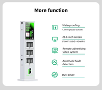Station de partage de batteries externes haute capacité avec écran LCD 10,1 pouces personnalisé et armoire de recharge mobile à 8 emplacements, 48 emplacements au total