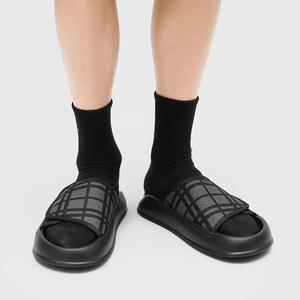 Men's individual embroidered <b>slippers</b> for summer 2026 waterproof and slip-resistant black sandals for outdoor wear - Product Image 5