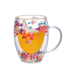 Tazza da Caffè <span class=keywords><strong>con</strong></span> <span class=keywords><strong>Fiori</strong></span> Secchi, Tazza da Tè a Doppio Strato <span class=keywords><strong>con</strong></span> Design Floreale, Regalo in <span class=keywords><strong>Vetro</strong></span> Borosilicato - Product Image 3