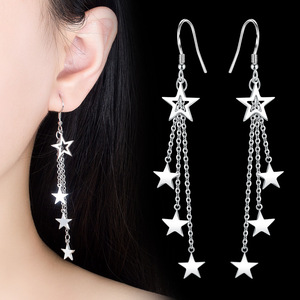 Trendy Bling Pentagram Pendant Tassel <strong>Earrings</strong> for Women <strong>Girls</strong> Jewelry Valentine'<strong>s</strong> Day Gift - Product Image 1