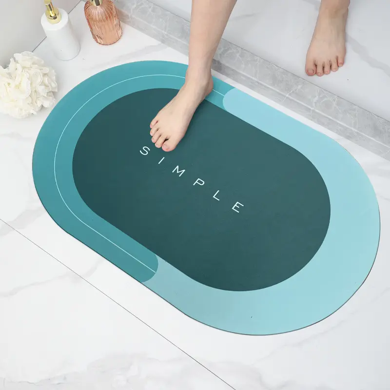 40x60cm 50x80cm Tapis de salle de bain en caoutchouc vert antidérapant de forme ovale pour salle de bain Tapis de bain absorbant antidérapant pour séchage rapide