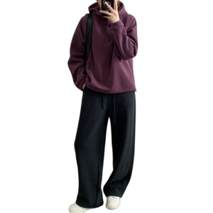 Sudadera con capucha y forro polar para mujer, talla grande, corte holgado, informal, para otoño e invierno, manga larga, color morado y beige, tallas ML, XL, 2XL, 3XL, 4XL - Product Image 1