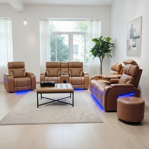Sofá Reclinable Eléctrico de <span class=keywords><strong>3</strong></span> <span class=keywords><strong>Plazas</strong></span> para Cine en Casa con Portavasos, Juego de Muebles para Sala de Estar - Product Image 3