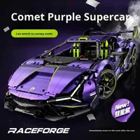 GULY Comet Purple Star Sky Lambo Voiture de sport électroplaquée en blocs de construction, jouet DIY, cabriolet électrique pour garçons, difficulté élevée