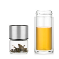 Thermos à thé en verre à double paroi de qualité alimentaire écologique 2024, théière séparatrice portable avec filtre